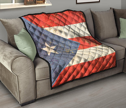 Retro Puerto Rican Flag Print Quilt