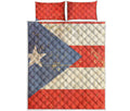 Retro Puerto Rican Flag Print Quilt Bed Set