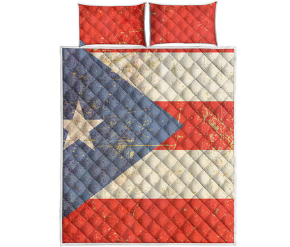 Retro Puerto Rican Flag Print Quilt Bed Set