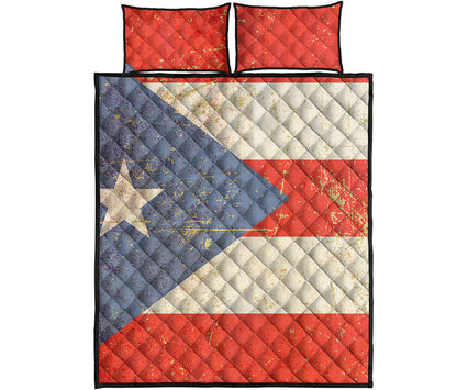 Retro Puerto Rican Flag Print Quilt Bed Set