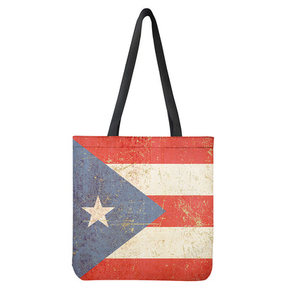 Retro Puerto Rican Flag Print Tote Bag