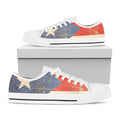 Retro Puerto Rican Flag Print White Low Top Sneakers