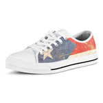 Retro Puerto Rican Flag Print White Low Top Shoes