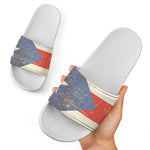 Retro Puerto Rican Flag Print White Slide Sandals