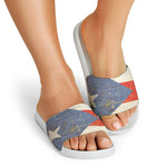 Retro Puerto Rican Flag Print White Slide Sandals