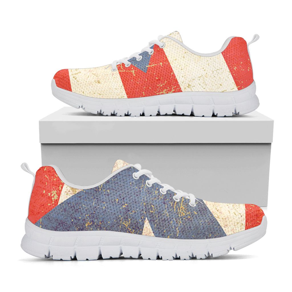 Retro Puerto Rican Flag Print White Sneakers