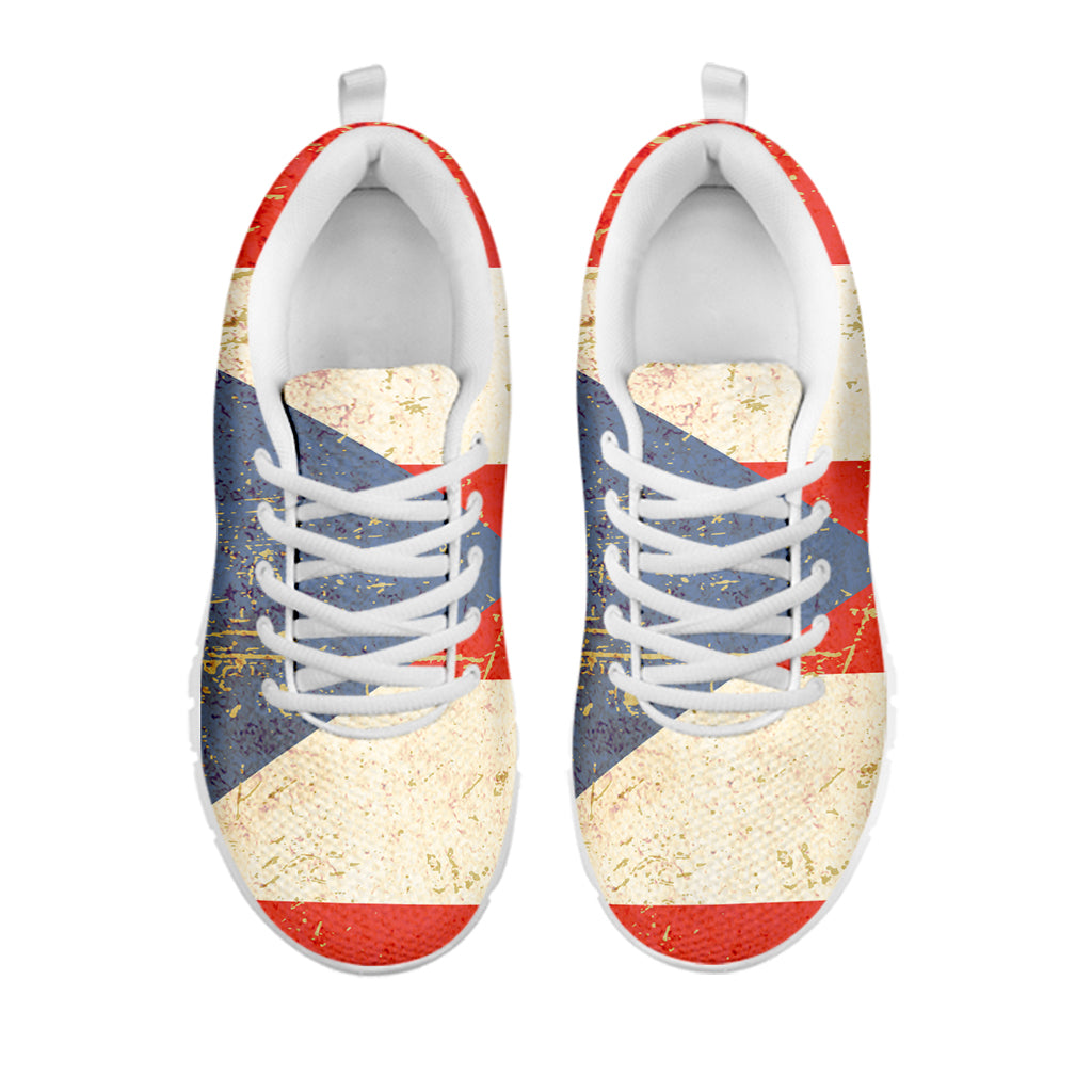 Retro Puerto Rican Flag Print White Sneakers