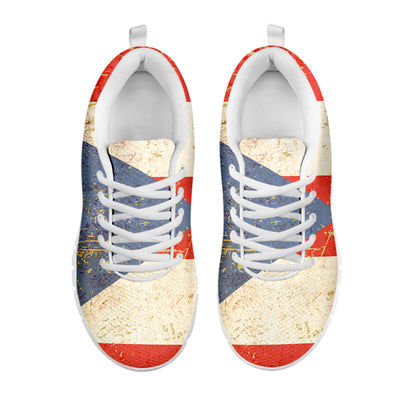 Retro Puerto Rican Flag Print White Sneakers
