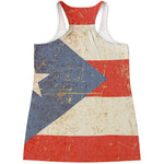 Retro Puerto Rican Flag Print Women's Racerback Tank Top