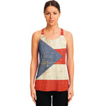 Retro Puerto Rican Flag Print Women's Racerback Tank Top