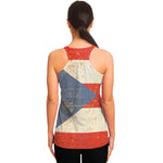 Retro Puerto Rican Flag Print Women's Racerback Tank Top