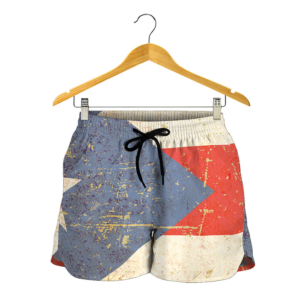 Retro Puerto Rican Flag Print Women's Shorts
