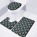 Retro Sea Turtle Pattern Print 3 Piece Bath Mat Set