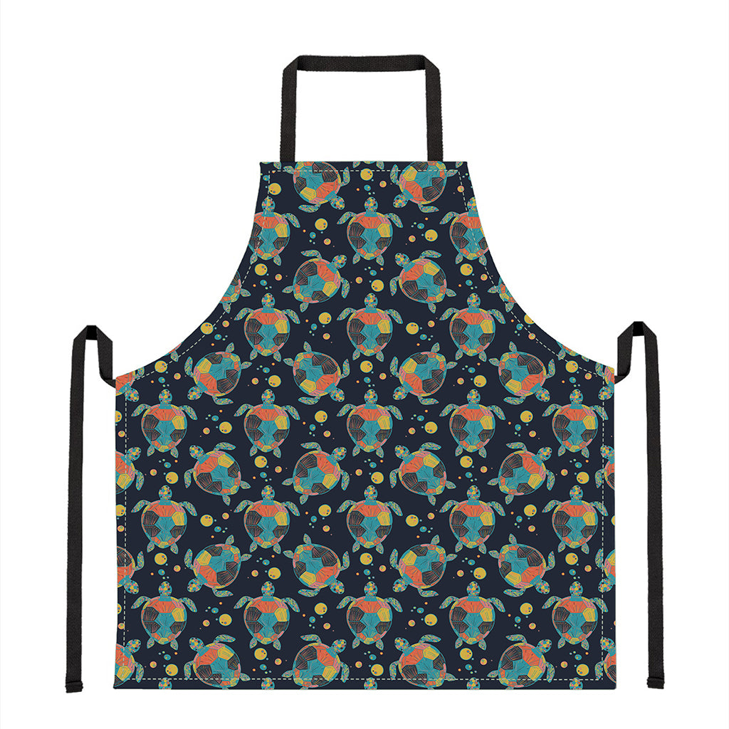 Retro Sea Turtle Pattern Print Apron