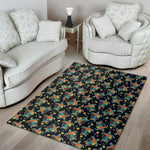 Retro Sea Turtle Pattern Print Area Rug