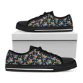 Retro Sea Turtle Pattern Print Black Low Top Sneakers