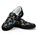 Retro Sea Turtle Pattern Print Black Slip On Sneakers
