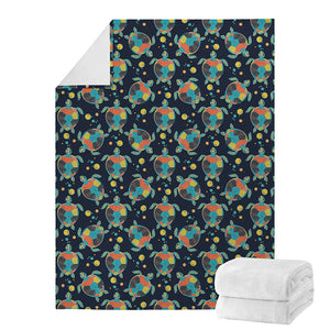 Retro Sea Turtle Pattern Print Blanket