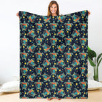 Retro Sea Turtle Pattern Print Blanket