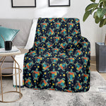 Retro Sea Turtle Pattern Print Blanket