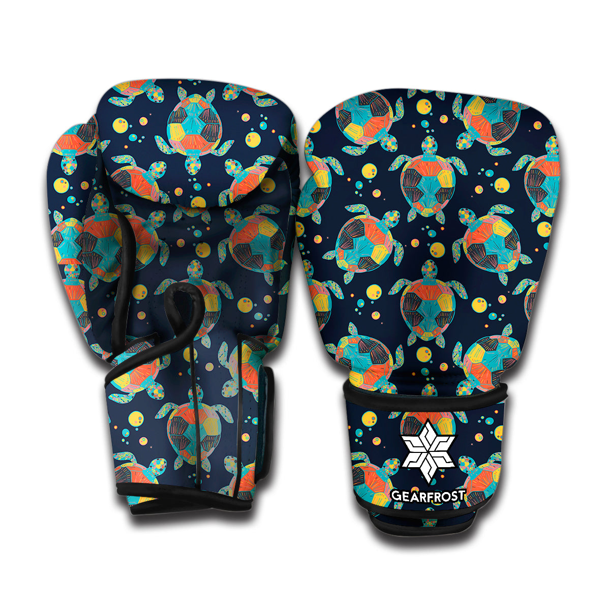 Retro Sea Turtle Pattern Print Boxing Gloves