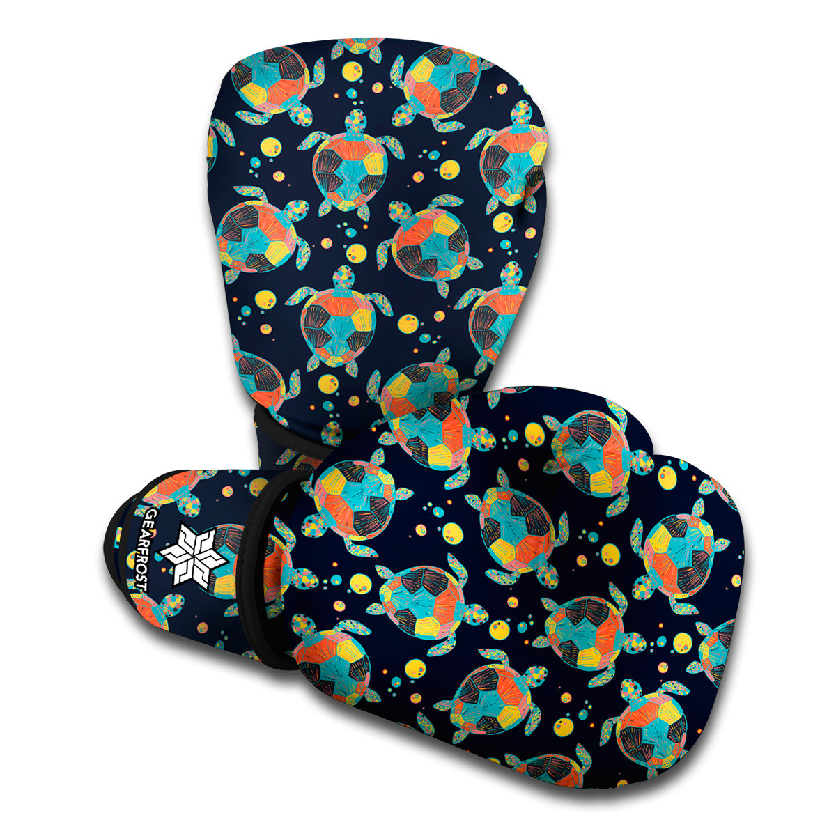 Retro Sea Turtle Pattern Print Boxing Gloves