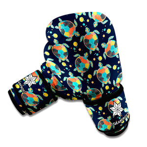 Retro Sea Turtle Pattern Print Boxing Gloves