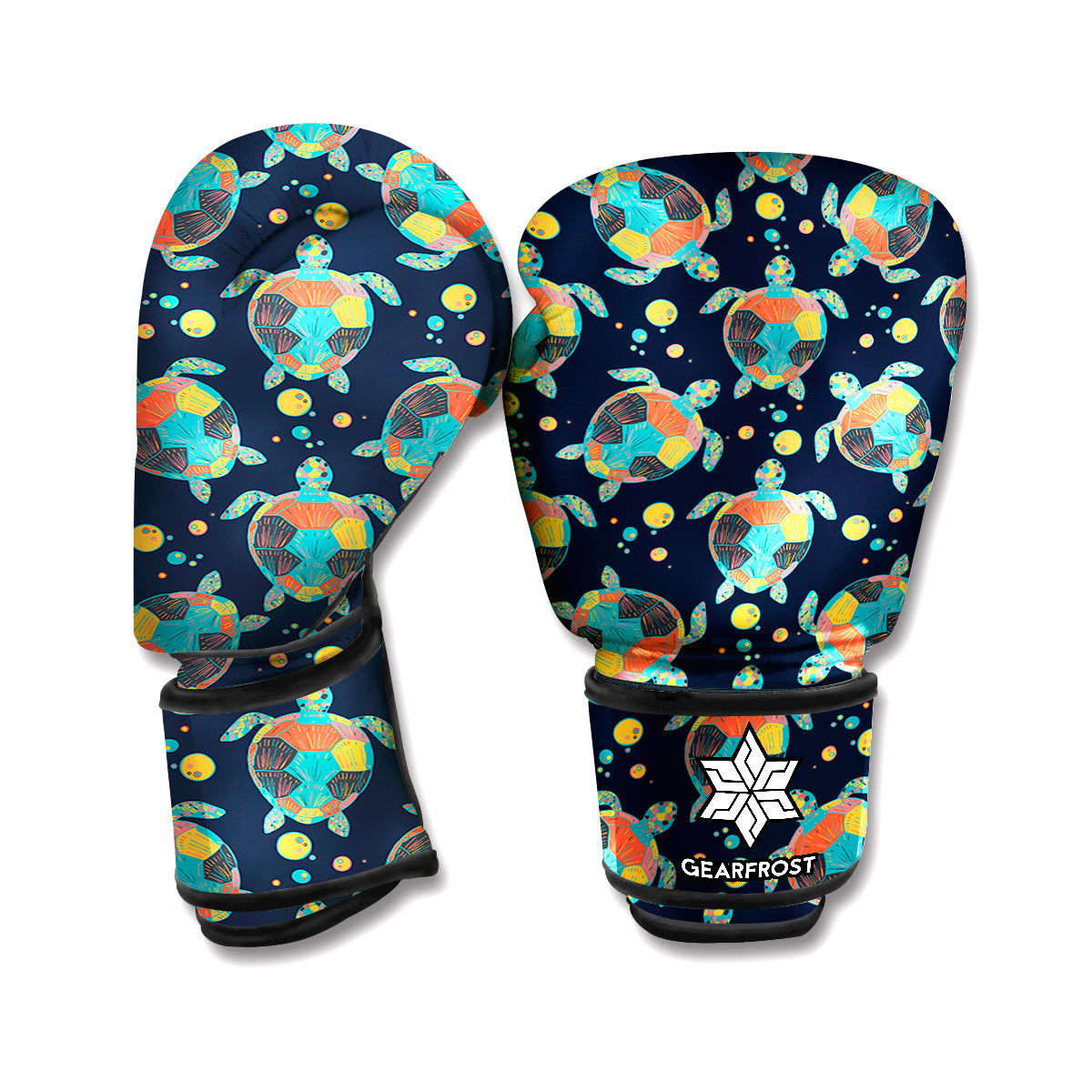 Retro Sea Turtle Pattern Print Boxing Gloves