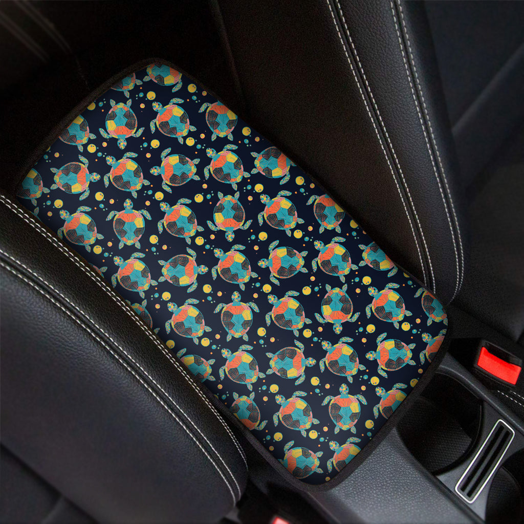 Retro Sea Turtle Pattern Print Car Center Console Cover