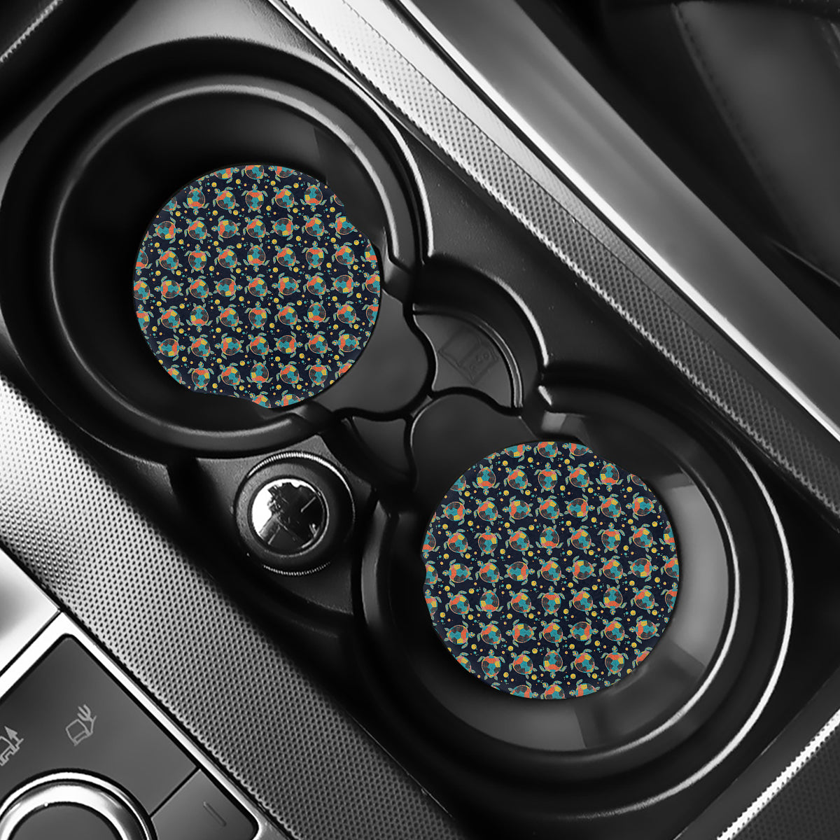 Retro Sea Turtle Pattern Print Car Coasters