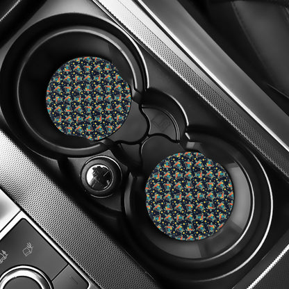 Retro Sea Turtle Pattern Print Car Coasters
