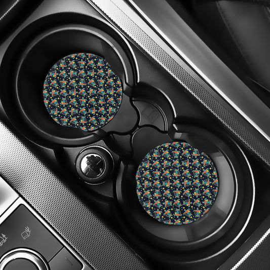 Retro Sea Turtle Pattern Print Car Coasters