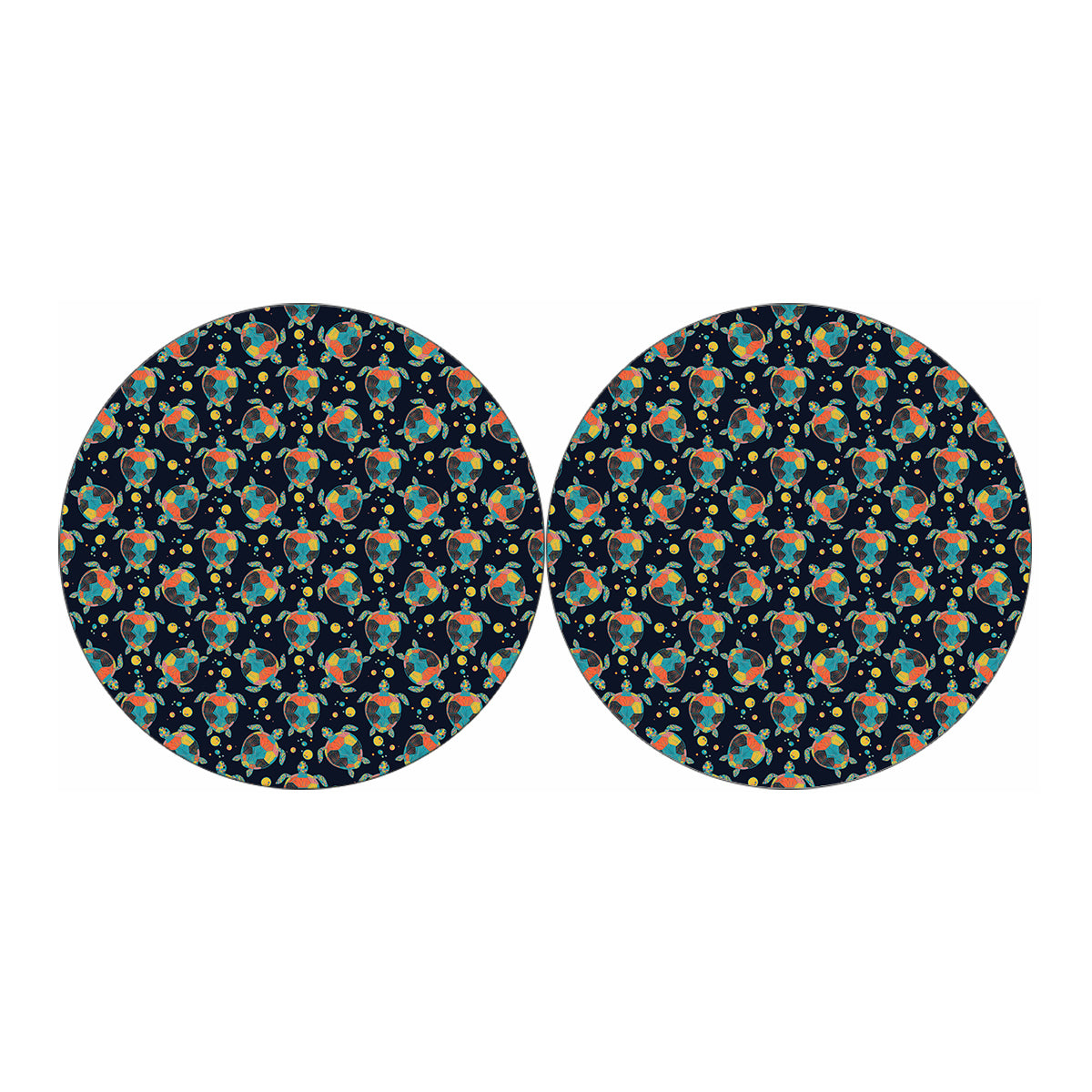 Retro Sea Turtle Pattern Print Car Coasters