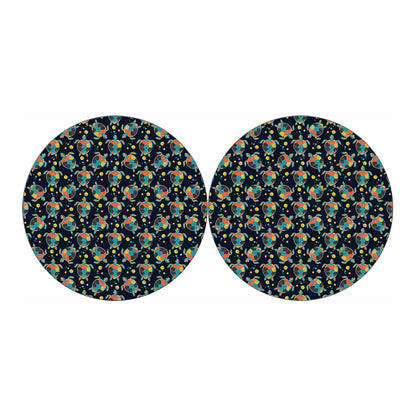 Retro Sea Turtle Pattern Print Car Coasters