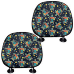 Retro Sea Turtle Pattern Print Car Headrest Covers