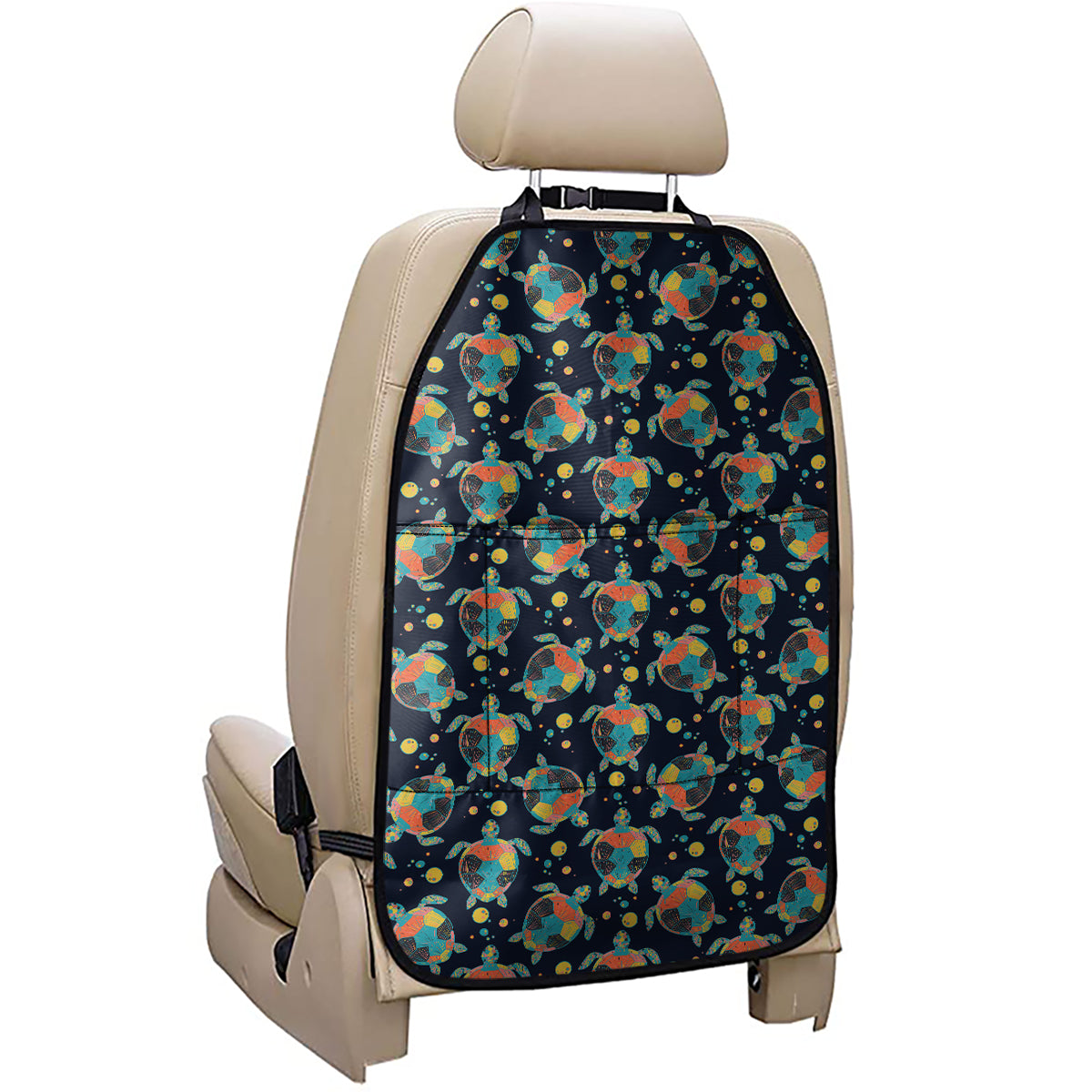 Retro Sea Turtle Pattern Print Car Seat Organizers