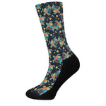 Retro Sea Turtle Pattern Print Crew Socks