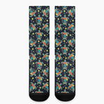 Retro Sea Turtle Pattern Print Crew Socks