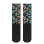 Retro Sea Turtle Pattern Print Crew Socks