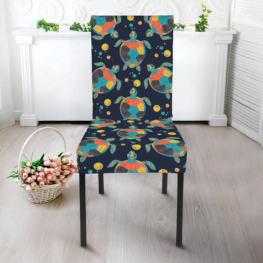 Retro Sea Turtle Pattern Print Dining Chair Slipcover