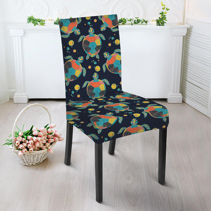 Retro Sea Turtle Pattern Print Dining Chair Slipcover