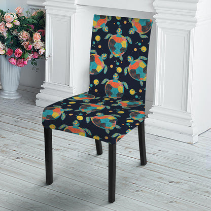 Retro Sea Turtle Pattern Print Dining Chair Slipcover