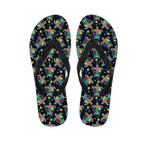 Retro Sea Turtle Pattern Print Flip Flops