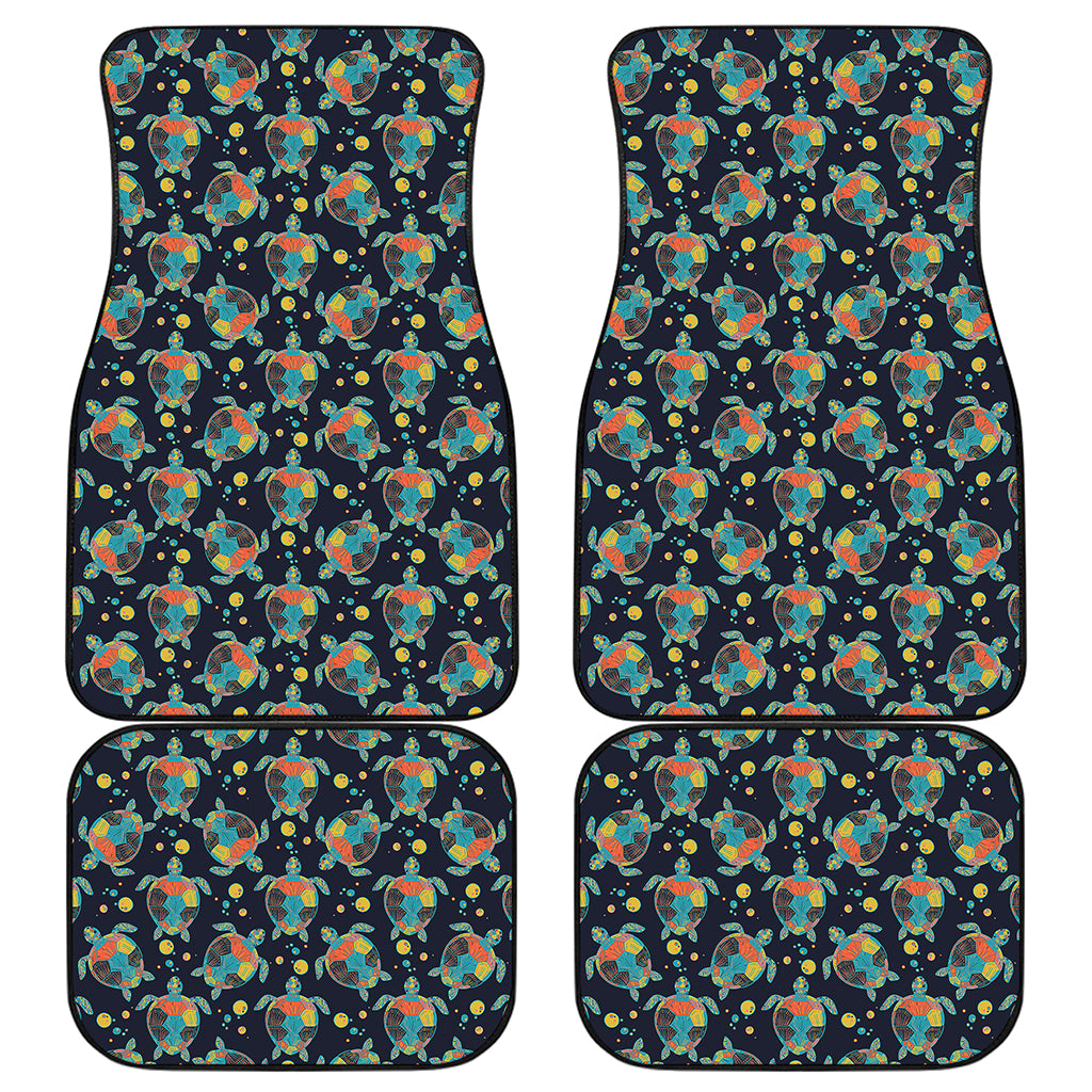 Retro Sea Turtle Pattern Print Front and Back Car Floor Mats