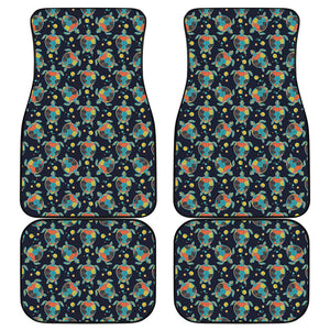 Retro Sea Turtle Pattern Print Front and Back Car Floor Mats