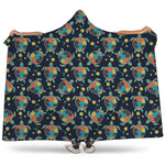 Retro Sea Turtle Pattern Print Hooded Blanket
