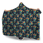 Retro Sea Turtle Pattern Print Hooded Blanket