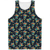 Retro Sea Turtle Pattern Print Men's Tank Top