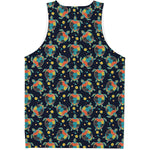 Retro Sea Turtle Pattern Print Men's Tank Top