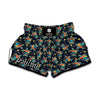 Retro Sea Turtle Pattern Print Muay Thai Boxing Shorts